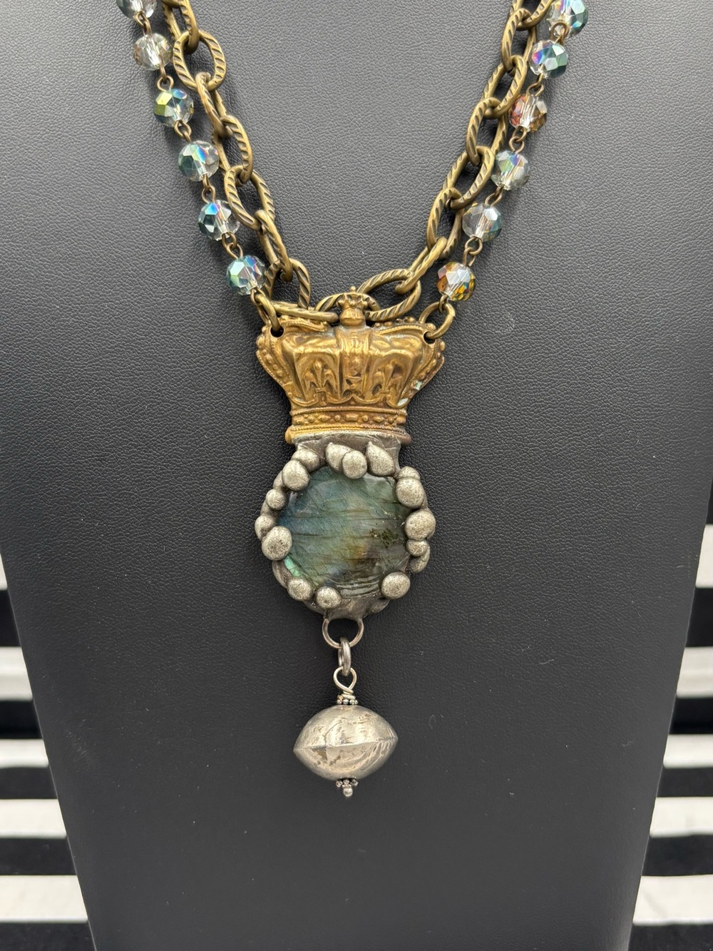 Art by Amy Labbe Sovereign Necklace #steampunk Labradorite genuine stone - Picture 2 of 6